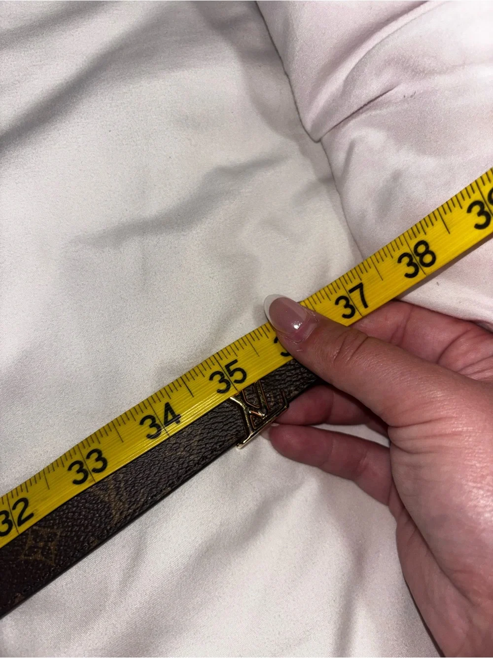 Louis Vuitton Brown Monogram Belt with Gold LV Buckle